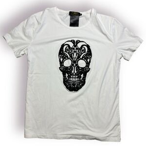 Kamimura Skull Embroidered Tee Shirt‎ White Size Large Tokyo Japan